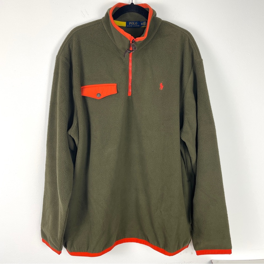 Polo Ralph Lauren Olive Green Fleece Pullover Sweater Sz XXL